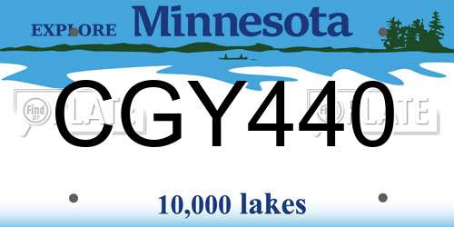 CGY440 Minnesota License Plate