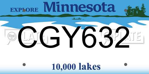 CGY632 Minnesota License Plate