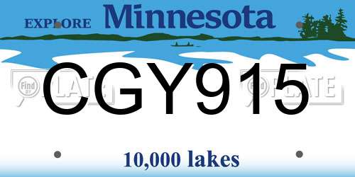 CGY915 Minnesota License Plate
