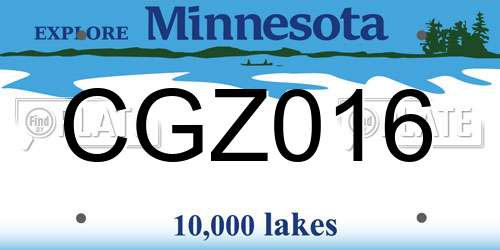 CGZ016 Minnesota License Plate
