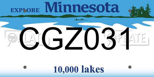 CGZ031 Minnesota License Plate