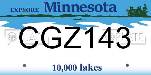 CGZ143 Minnesota License Plate