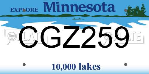 CGZ259 Minnesota License Plate