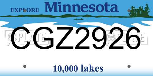 CGZ2926 Minnesota License Plate
