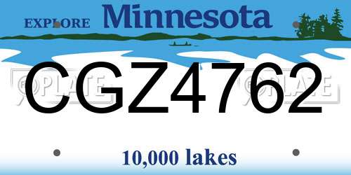 CGZ4762 Minnesota License Plate