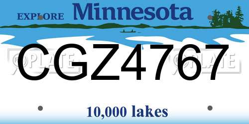 CGZ4767 Minnesota License Plate