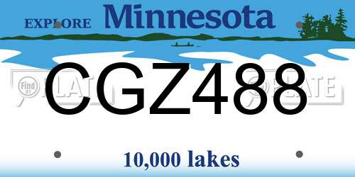 CGZ488 Minnesota License Plate
