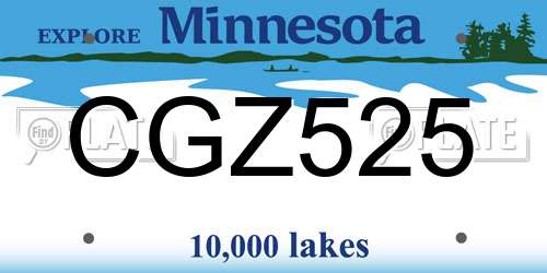 CGZ525 Minnesota License Plate