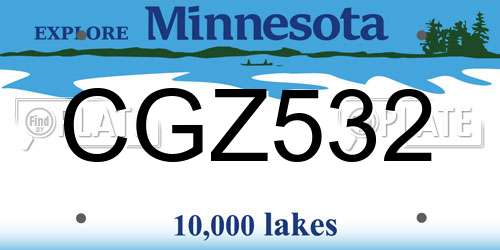 CGZ532 Minnesota License Plate