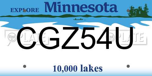 CGZ54U Minnesota License Plate