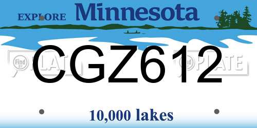 CGZ612 Minnesota License Plate