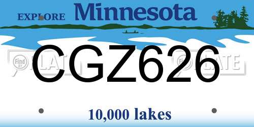 CGZ626 Minnesota License Plate