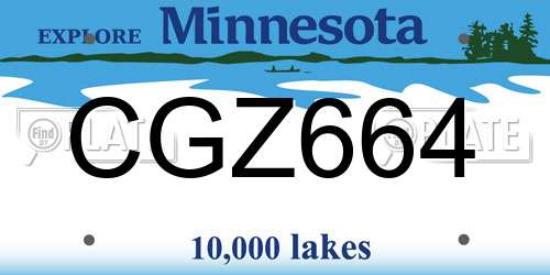 CGZ664 Minnesota License Plate