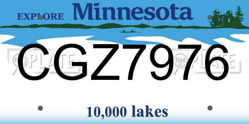 CGZ7976 Minnesota License Plate