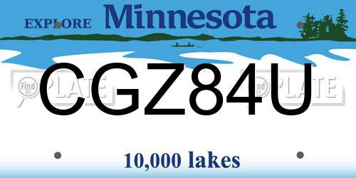 CGZ84U Minnesota License Plate