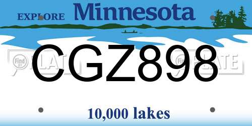 CGZ898 Minnesota License Plate