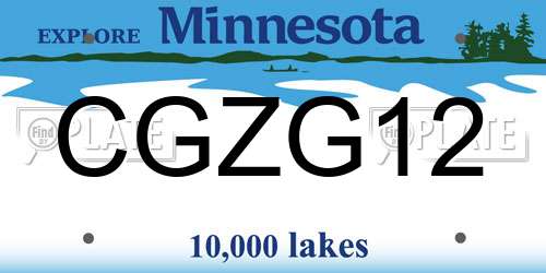 CGZG12 Minnesota License Plate