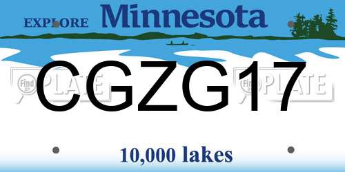 CGZG17 Minnesota License Plate