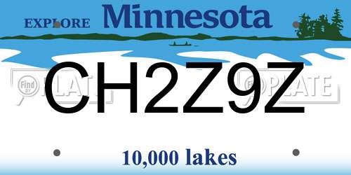 CH2Z9Z Minnesota License Plate