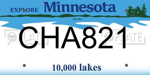 CHA821 Minnesota License Plate