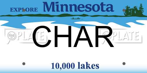 CHAR Minnesota License Plate