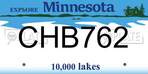 CHB762 Minnesota License Plate