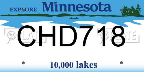 CHD718 Minnesota License Plate
