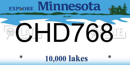 CHD768 Minnesota License Plate