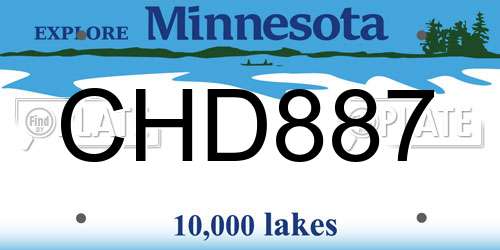 CHD887 Minnesota License Plate