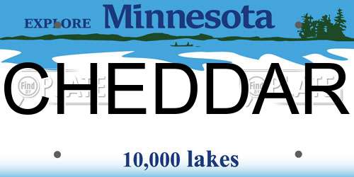 CHEDDAR Minnesota License Plate