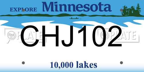 CHJ102 Minnesota License Plate