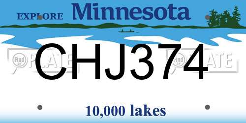CHJ374 Minnesota License Plate