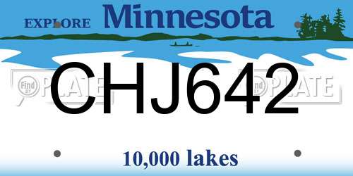 CHJ642 Minnesota License Plate