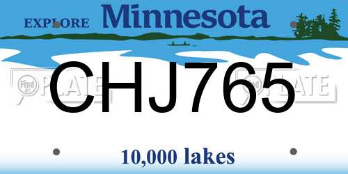 CHJ765 Minnesota License Plate