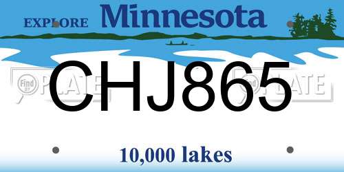 CHJ865 Minnesota License Plate