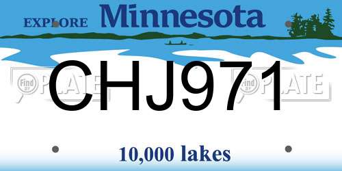 CHJ971 Minnesota License Plate