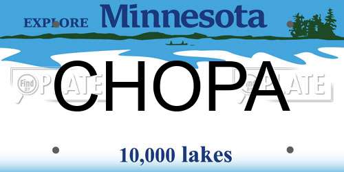 CHOPA Minnesota License Plate