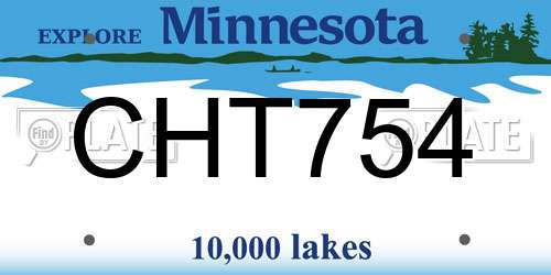 CHT754 Minnesota License Plate