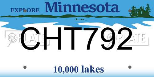 CHT792 Minnesota License Plate