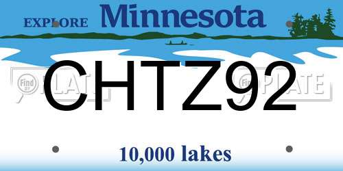 CHTZ92 Minnesota License Plate