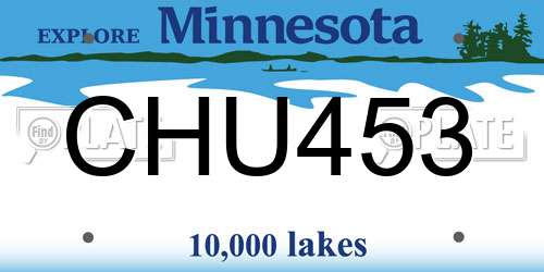 CHU453 Minnesota License Plate