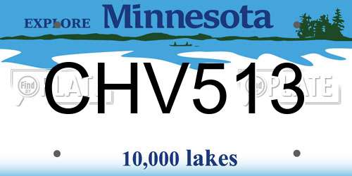 CHV513 Minnesota License Plate