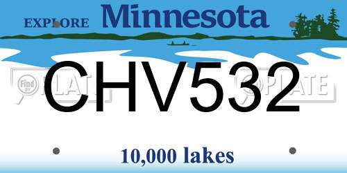 CHV532 Minnesota License Plate