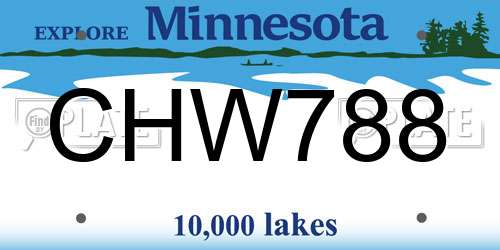 CHW788 Minnesota License Plate