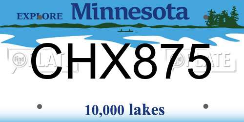 CHX875 Minnesota License Plate