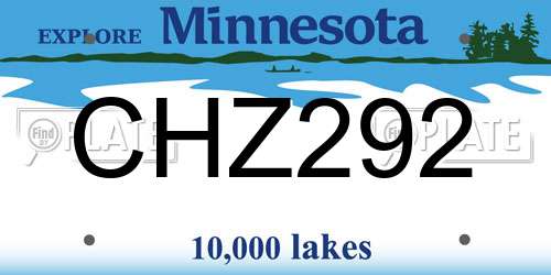 CHZ292 Minnesota License Plate