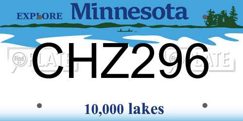 CHZ296 Minnesota License Plate