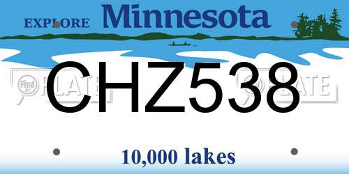 CHZ538 Minnesota License Plate