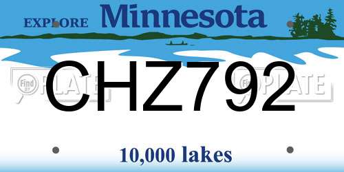 CHZ792 Minnesota License Plate
