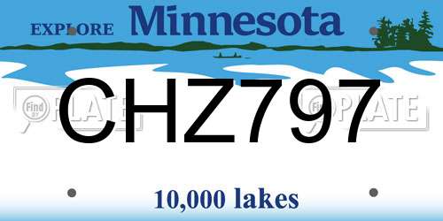 CHZ797 Minnesota License Plate
